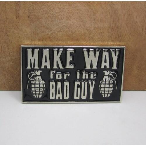 BuckleClub wholesale make way for the bad guy black enameled jeans gift belt buckle FP-01380 for men 4cm width loop