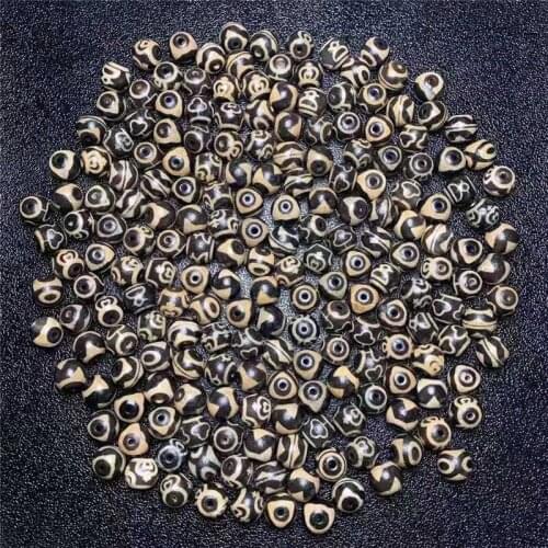 200pcs/set AAA Dzi Loose Beads 13x14mm Different Patterns Dzi wholesale Tibetan Heaven bead For Jewelry and Collection