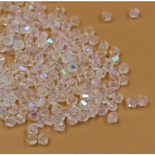NEW 100 pieces exquisite 2/3/4mm Bicone Austria Crystal beads for Jewelry marking necklace&Bracelet earrings White AB