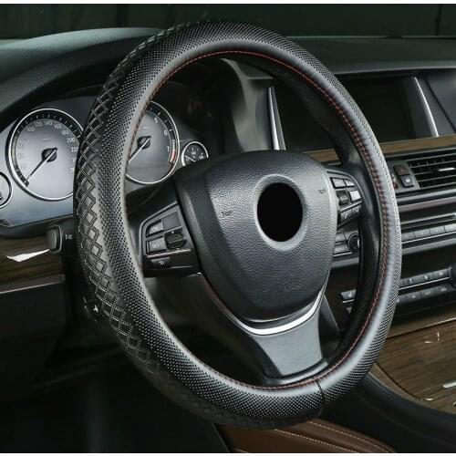 Car Steering Wheel Cover 36 38 39 cm 15 " Four Seasons Universal Car Handle Cover Genuine Leather Perforated Steering Cover
