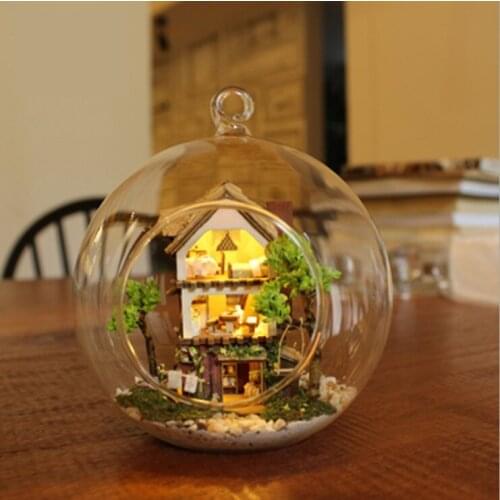 DIY Rainforest Doll House Glass Ball Model Kits Handmade Wooden Miniature Assembling Doll house handcrafts Creative Gift New