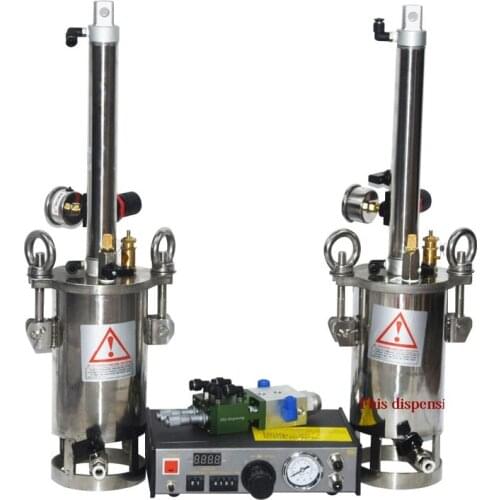 Dispenser Valve Pusher Thimble Style with Micrometer Trimmer Two Component Glue Pushing Valve Pressure Tank 304 Stainless Steel