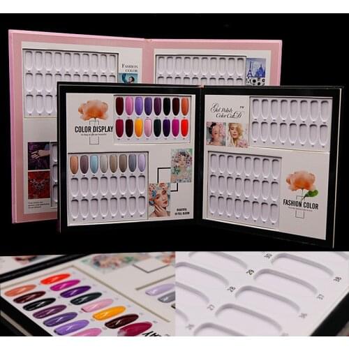 Double-Sided 36/48/60/80/120 Tips Nail Gel Polish Display Card Book Color Board Palette Stand with Nail Tips Salon Show Tools