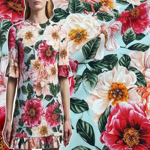 European brand new product digital printing fabric Mingyan peony blossoms sewing fabric factory store is not out of stock