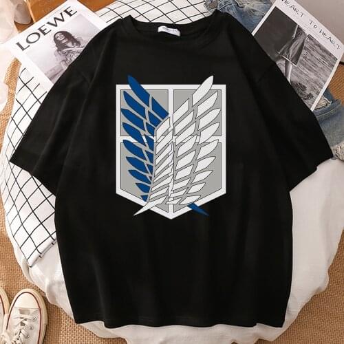 Attack On Titan Jiyuu No Tsubasa Printed Man T-Shirt Funny Oversize Clothes Harajuku Loose T Shirt Streetwear O-Neck Tshirts Men