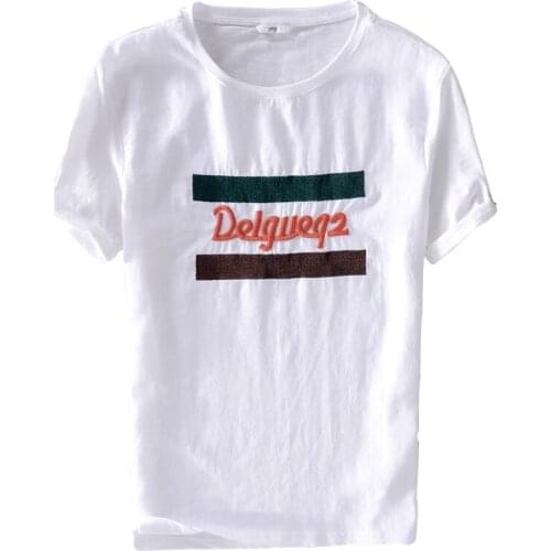 2019 Summer white t shirt men brand linen t-shirt mens casual o-neck t shirts male cotton and flax tshirt men chemise camisa