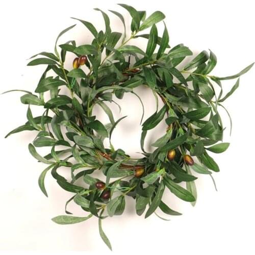 Hot Olive Leaf Garland Artificial Plant Vine Rattan Wreath For Wedding Door Decoration Wall Hanging Diy Greenery Wreath