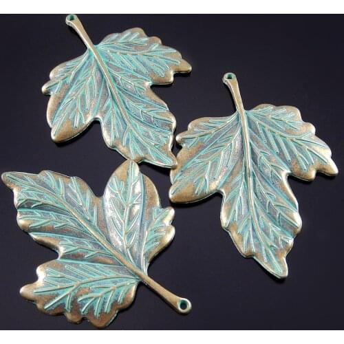 GraceAngie 5PCS 34*29mm Antique Green Bronze Charms Retro Leaves of Maple Pendant Jewelry Finding Necklace Accessory