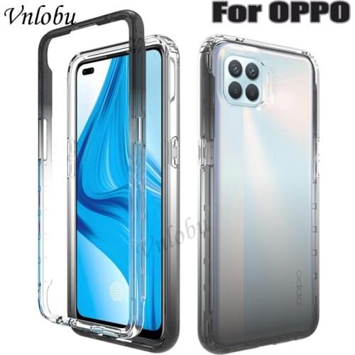 Gradient Acrylic Clear Phone Case For Oppo A94 A54 A53 A74 A93 A72 A52 A31 A15 TPU Shockproof Back Cover For Oppo Reno 5 Lite