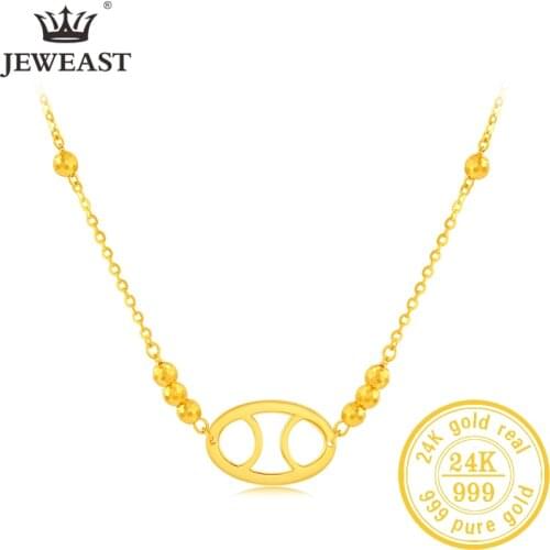 JLZB 24K Pure Gold Necklace Real AU 999 Solid Gold Chain Beautiful Upscale Trendy Classic Party Fine Jewelry Hot Sell New 2021