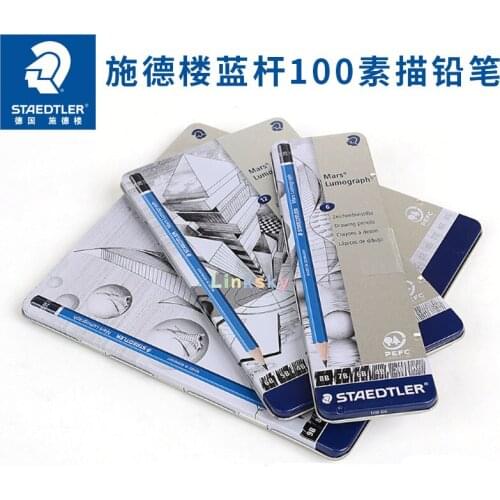Staedtler 100,Premium Quality Drawing Pencil,Mars Lumograph, Graphite Pencil Set in Metal tin, Break-Resistant Super-Bonded Lead