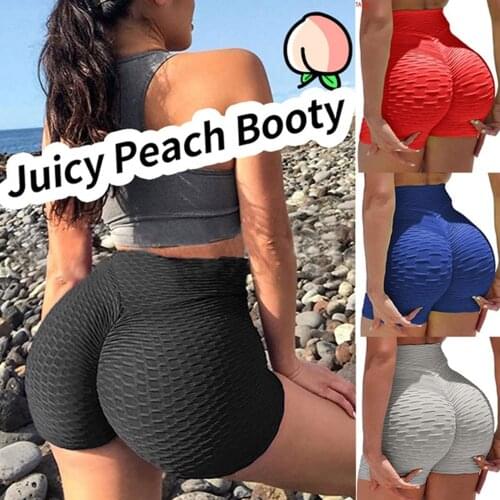 KIWI RATA Womens Butt Lifting High Waist Adjustable Yoga Shorts Ruched Textured Hot Pants Exercise Leisure Sports Leggings