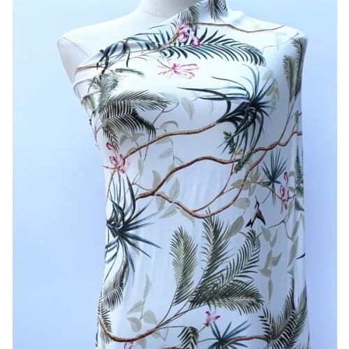 Soft Floral Printed Viscose Fabric Cotton Rayon Fabric for Dress,Blouse,Black,White,Blue,Red,by the meter