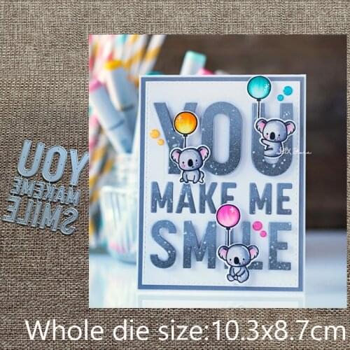 New Design Craft Metal stencil mold Cutting Dies Make Me Smile Words scrapbook die cuts Album Paper Card Craft Embossing