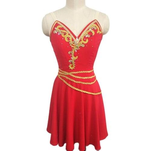 Diana And Acteon Variation Professional Ballet Costume Red With Gold Diana Ballet Dress Custom Made Cupid Ballet Solo Costume