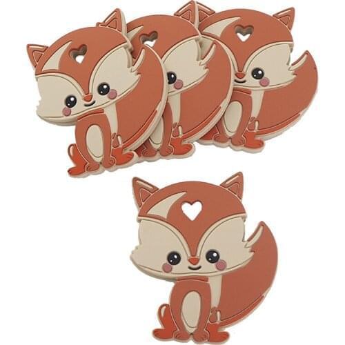 Chenkai 5PCS Silicone Fox Teether Baby Teething Nursing Teether BPA Free For DIY Infant Chewable Silicone Pacifier Accessory