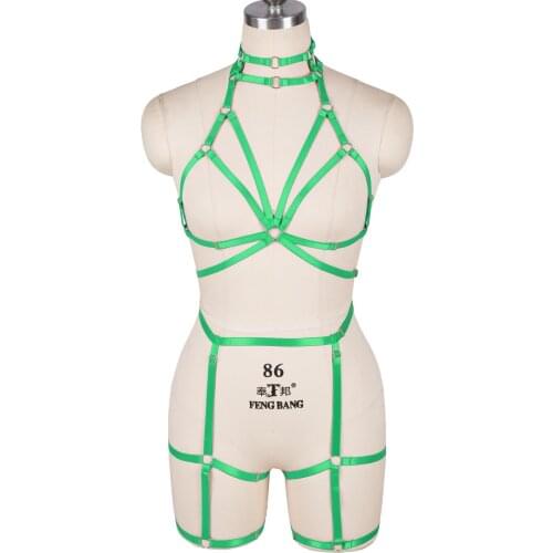 Sexy Holographic Punk Gothic Clothes Garters Harness Women Fetish Elastic Lingerie Sword Belt Adjust Waist Belt Festival Rave