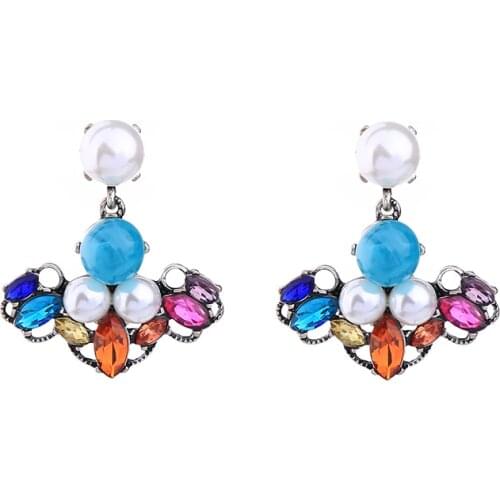 Bulk Price 2017 New Colorful Beads Crystal Geometric Earrings Statement Earrings Fashion Jewelry Women Accessories