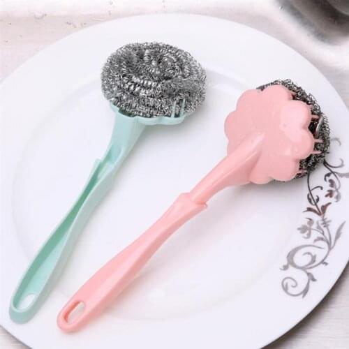 Steel Wire Ball Brush Cleaning Wire Ball Brush Scrubbing Pot Pan Kitchen Cookware Cleaning Tool Color Random