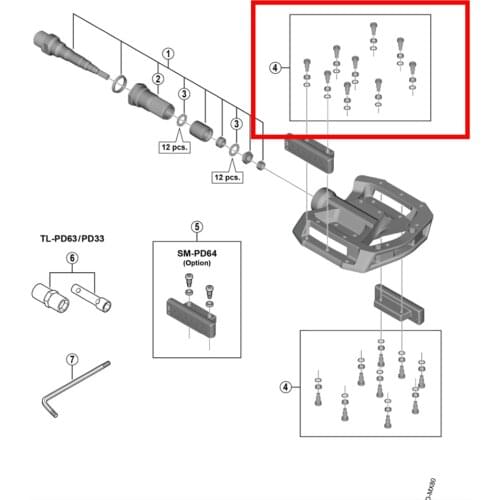 Shimano YL8798010 pedal Pin & Spacer (9 pcs) for PD-GR500/M820/MX80