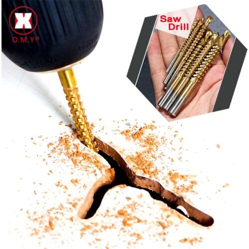 OMY 3/6pcs 3-8mm Titanium Coated HSS Drill Bit Electric Drill Plastic Metal Hole Grooving Drill Saw Carpenter Woodworking Tools