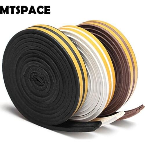 MTSPACE 2.5M/pcs E Type Foam Draught Excluder Self Adhesive Window Door Seal Strip for Door Dustproof Self Sticking Soundproof