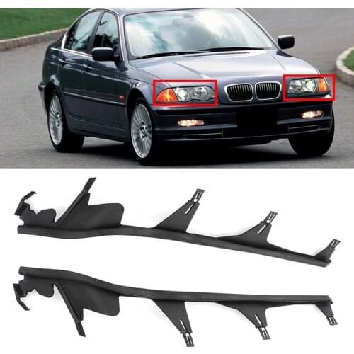 Pair Car Front Upper Headlight Cover Strips Headlight Sealing Strip For BMW E46 323i 325i 325Xi 328i 330i 1998-2001 63128384486