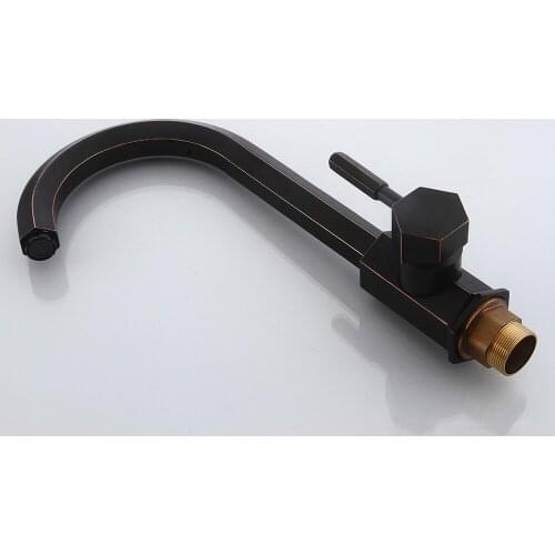360 Rotate Spout Kitchen Sink Faucet Single Lever Oil Rubbed Bronze 2 Hose Hot Cold Water Mixer Tap Cock WF-5089Kitchen Faucets