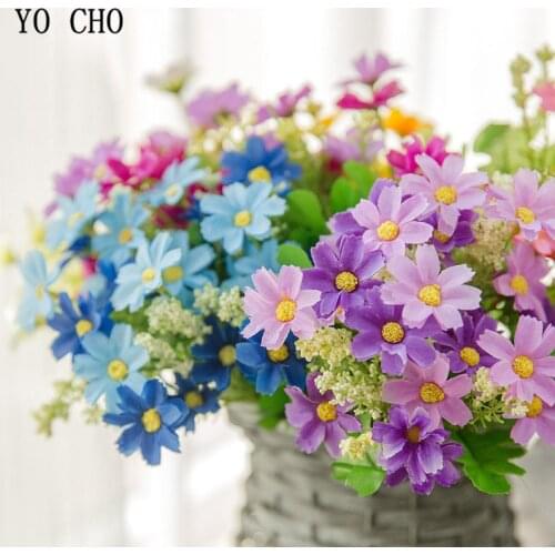YO CHO 28 Head Daisy Small Daisies 7 Forks Dance Chrysanthemum Simulation Silk Flower Decoration Home Small Fresh Plastic Flower