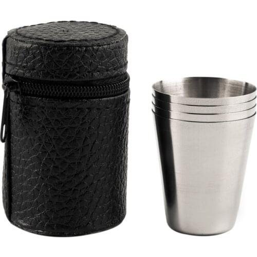 1 Set of 4 Stainless Steel Camping Cup Mug Drinking Coffee Tea With Case for outdoor new arrival