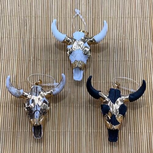 Resin Pendant Animal Bull Head Shape Fashion Necklace Pendant Used for DIY Jewelry Making Necklace Bracelet Accessories 1pcs