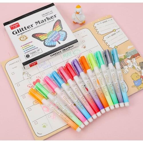 12 Colors Highlighter Pen Mildliner Colors Fluorescent Highlighters Art Marker School&Office Art Stationery Supply Supplies