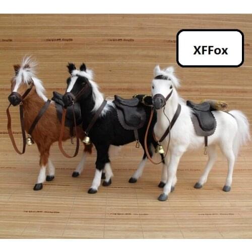 3 pieces a set real life new horse models plastic&furs simulation horse doll with saddles gift about 28x10x26cm xf1853