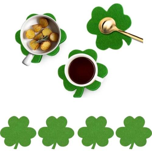 4pcs s Day Decor, Green Coaster Mat Holiday Ornaments Decorations