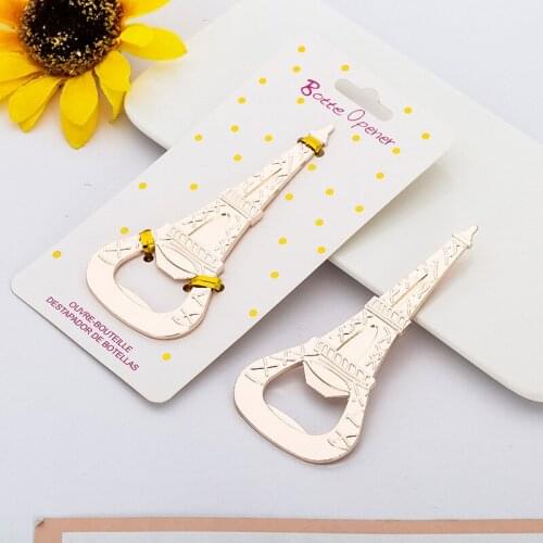 50pcs New Golden Metal Paris Tower Beer Bottle Opener Gift Box Package Wedding Favor and Gift WB40