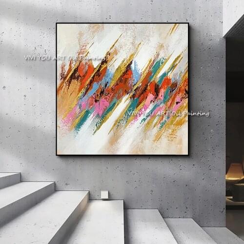 Abstract Modern Landscape 100% Handmade colorful Abstract Style Thick Oil Painting on Canvas For Home Decorative
