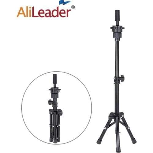 Alileader 60cm Mini Wig Stand Black Adjustable Display Tripod Training Head Hold Tripod Convenient Desktop Holder