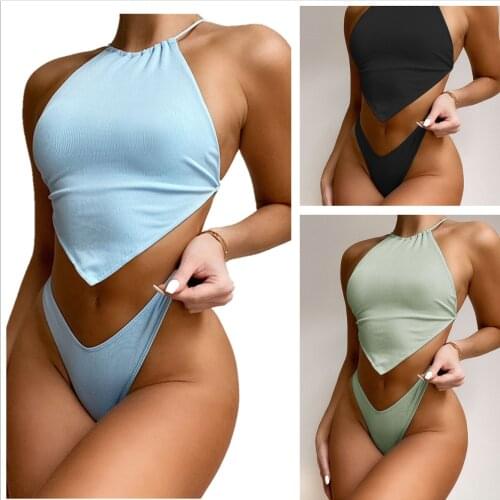 2021 Bellyband Style Bikini Push Up Two Pieces Padded Swimwear Women Maio Biquini Mujer Banador Badpak Dames Stroj Kapielowy