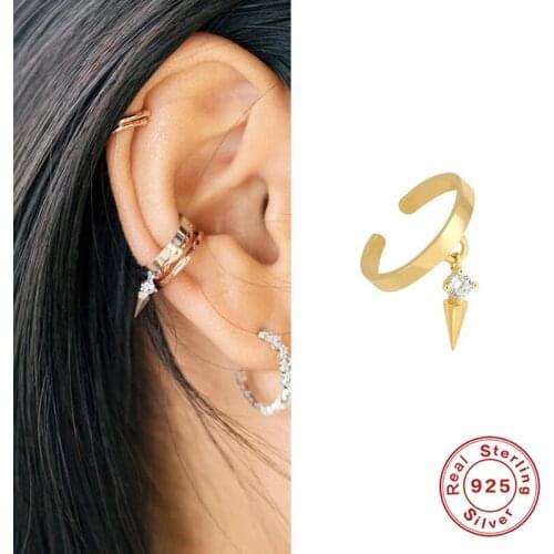 BOAKO 925 Sterling Silver Simple Mini Clip Earrings With Zircon Pendant For Women Earrings Jewelry Pendientes Brincos Aretes 1PC