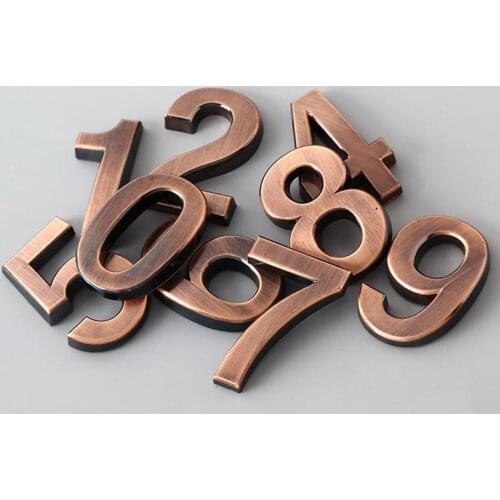 Bronze Digital 0-9 Hotel Adhesive Plating Digital Building Door Address Floor Number Hotel Number Sticker Plate Sign Wall Decor