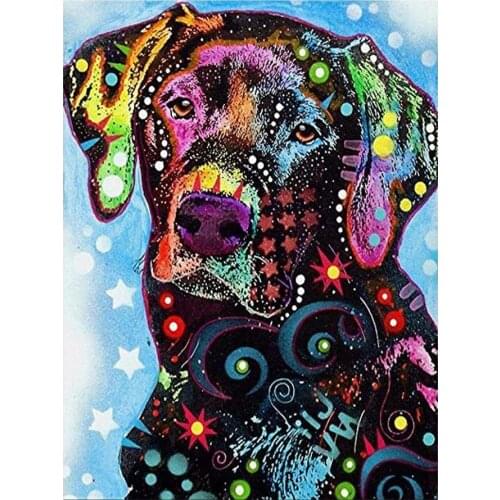 Color Dog Animal Diamond Painting Round Full Drill Nouveaute DIY Mosaic Embroidery 5D Cross Stitch Abstract Oil Puppy Pattern
