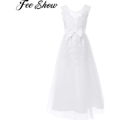 Embroidery Girls Flower Dresses Childrens Pageant Gown for Wedding Evening Birthday Party Lace Flower Girl Dress Kids Vestidos
