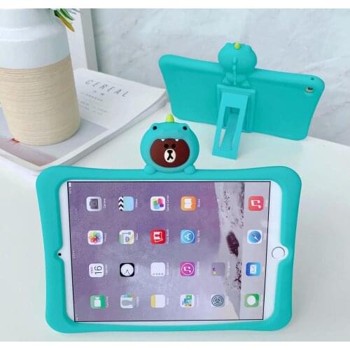 Kids Soft Safe Drop resistance Silicon Tablet Protective Shell for IPad Mini Case 1 2 3 4 5 7.9 Inch Stand Cover Funda+Straps