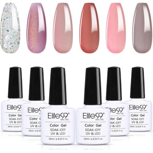 Elite99 6Pcs/lot Shiny Color Gel Nail Polish Set Soak Off LED UV Nails Varnish Nail Art Gel Polish Salon Manicure Pedicure 10ML