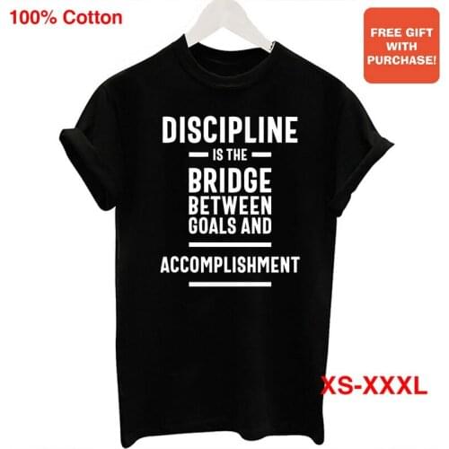 BLINGPAW Discipline Is The Bridge Between Goals and Accomplishment Unisex T Shirt Tops Casual Cotton Short Sleeve White Black