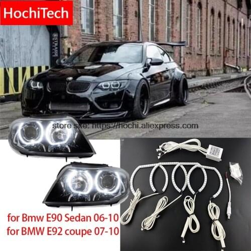 HochiTech RGB Multi-Color LED Angel Eyes Halo Rings kit super brightness car styling for BMW E90 Sedan 2006-2010 E92 Coupe 07-10
