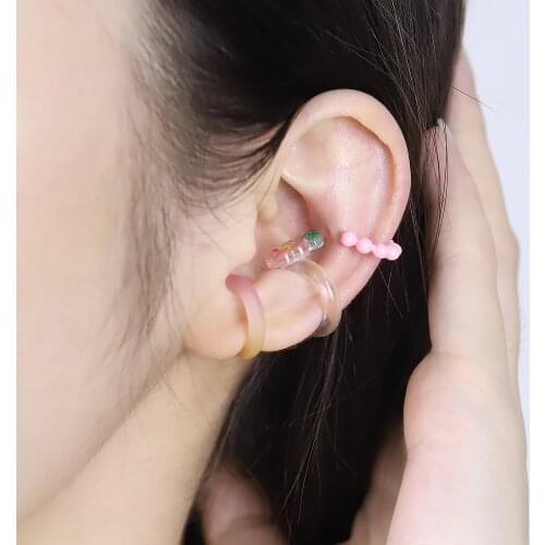 3pcs Color Acrylic Flower Clip Earrings Female Ins Wind Cute Simple Ear Bone Clip Without Puncture Student Jewelry