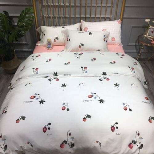 Printed Duvet Cover Set Egyptian Cotton Bedding Set 4pcs Bed Cover Soft Silky Flat Sheet Pillowcase King&Queen Size #a