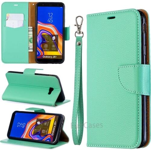 For Samsung Galaxy J4 Plus Leather Case on for Samsung J4 Plus Cover Classic Style Flip Wallet Phone Cases Women Men J4Plus