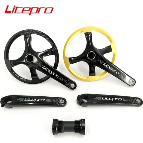 Litepro 4claw 45T Crankset Bottom Bracket 170mm Crank Chainwheel With Protection Cover Black Gold Folding Bike Part